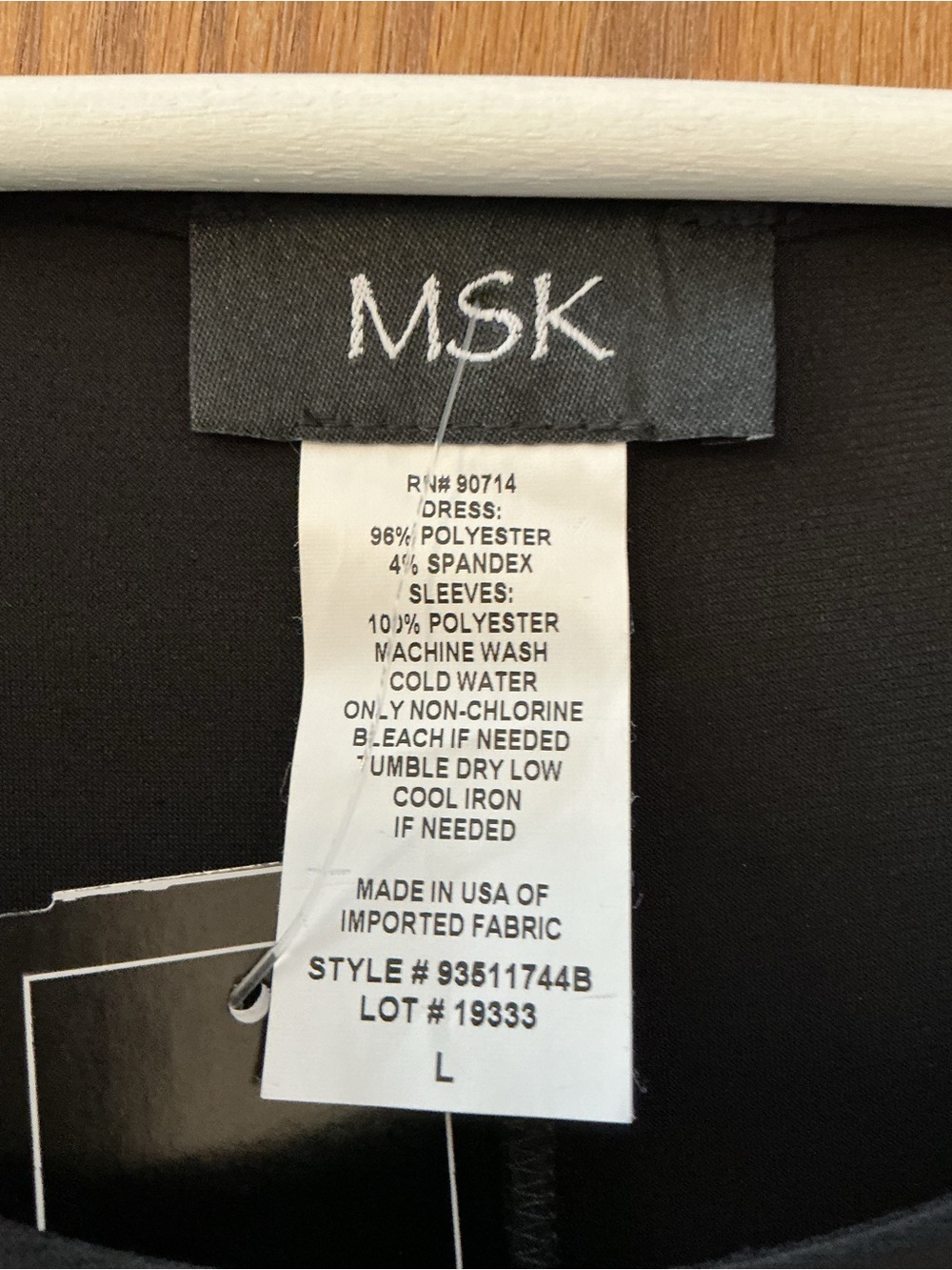 MSK Black Shift Dress with Embroidered Sheer Floral Bell Sleeves - Picture 4 of 6